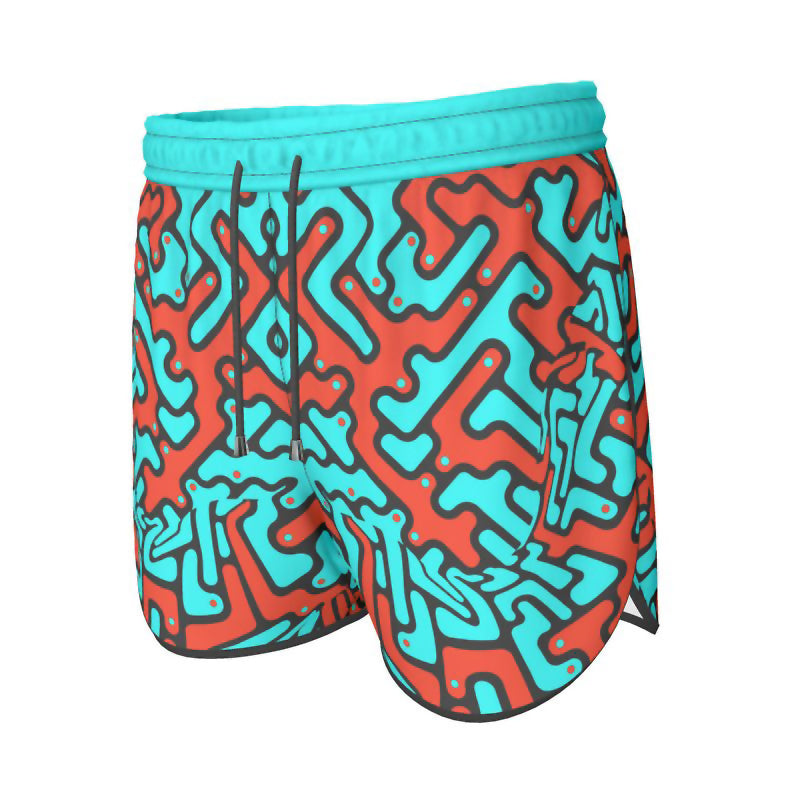 Pantaloncini sportivi donna Labyrinth celeste-arancio
