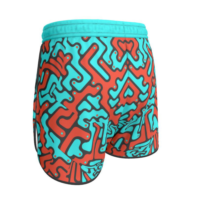 Pantaloncini sportivi donna Labyrinth celeste-arancio