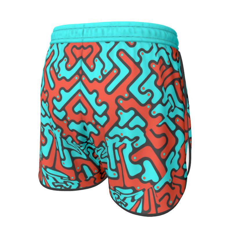 Pantaloncini sportivi donna Labyrinth celeste-arancio