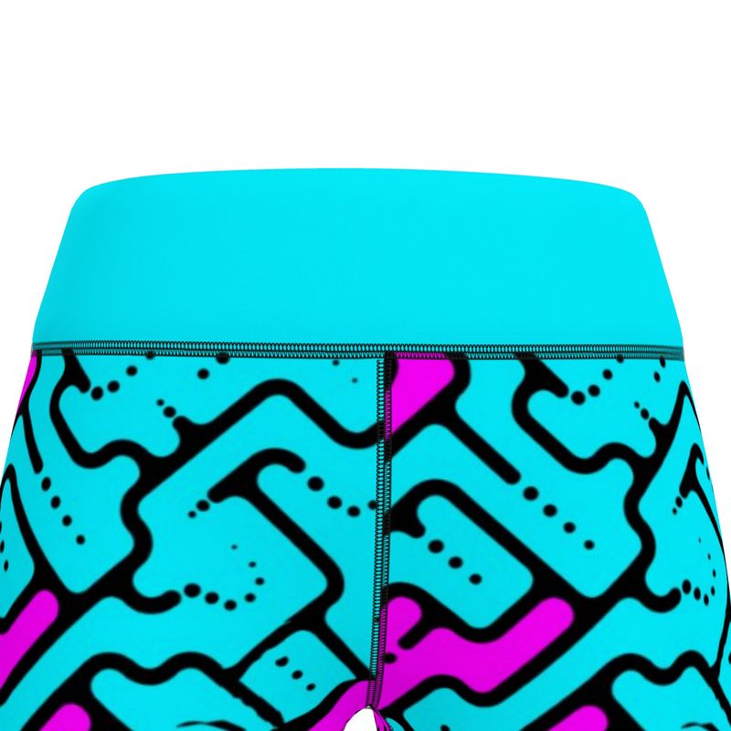 Leggings da palestra Donna Geometria celeste fucsia