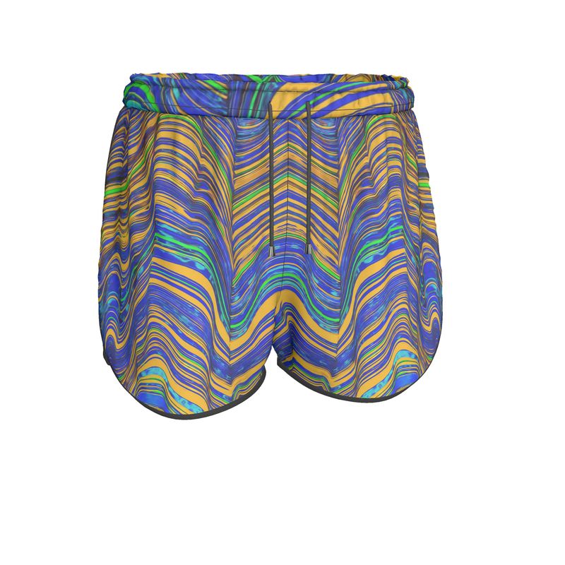 Kaleido Orange Blue Women's Sports Shorts