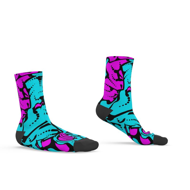 Chaussettes Géométrie céleste fuchsia