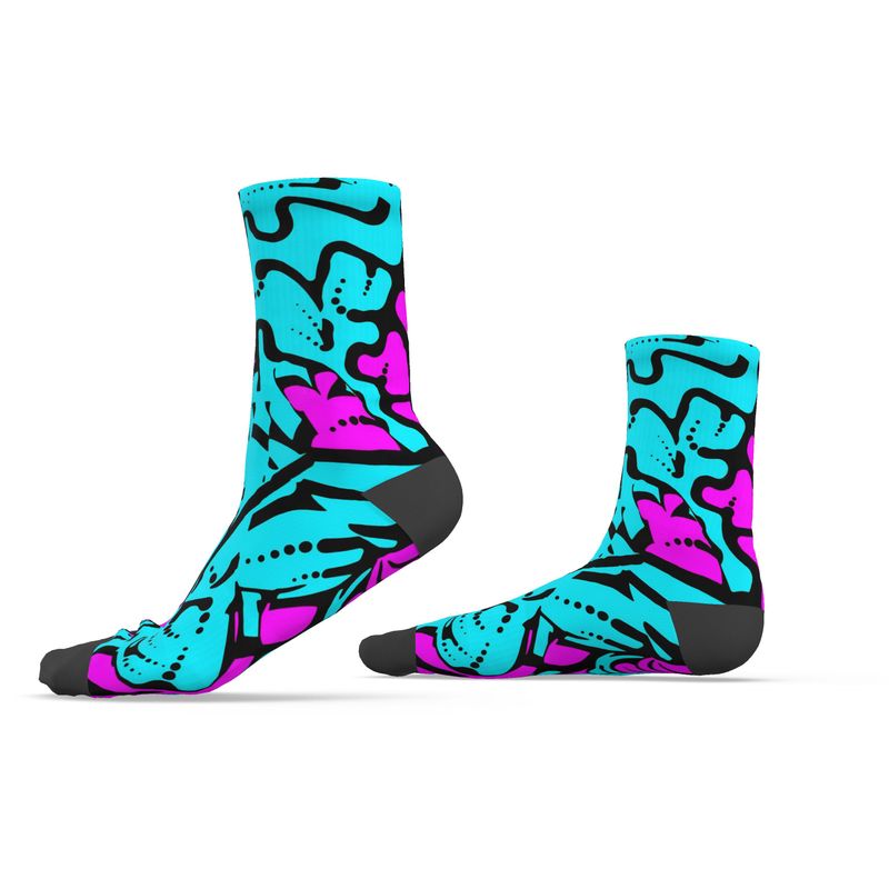Chaussettes Géométrie céleste fuchsia