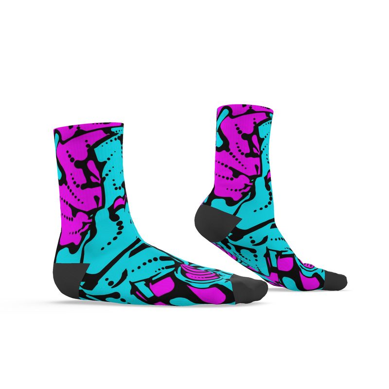 Chaussettes Géométrie céleste fuchsia