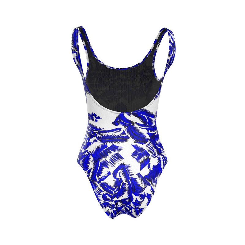 Costume donna da bagno intero Foglie blu