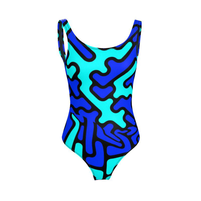 Costume donna da bagno intero Labyrinth blu celeste