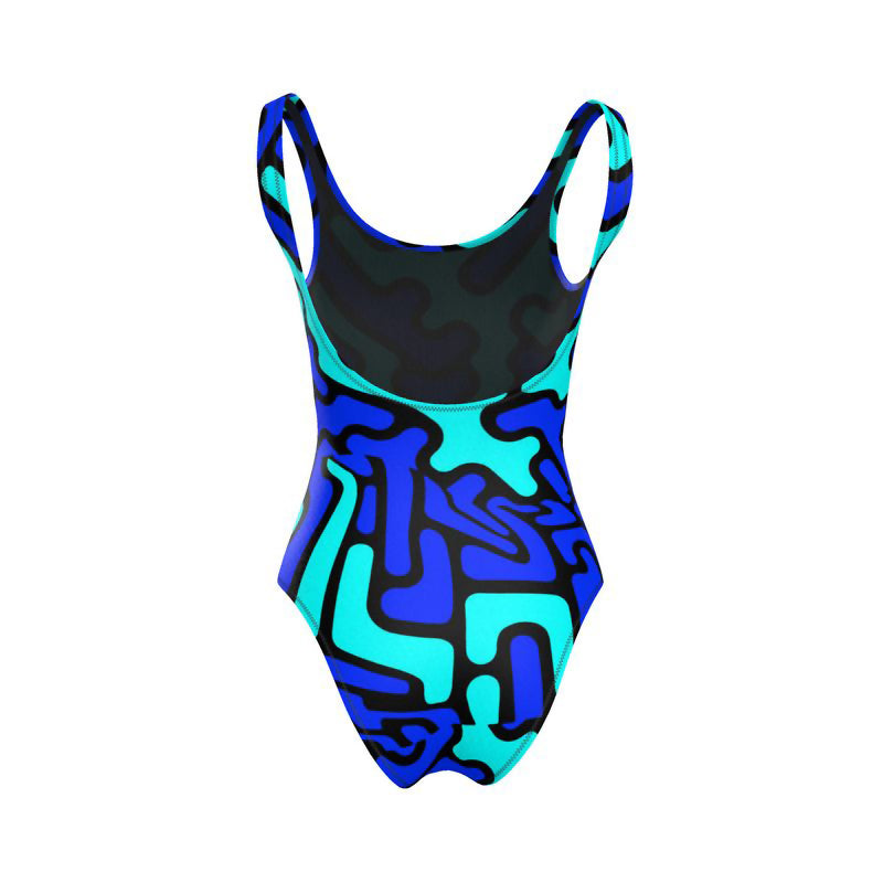 Costume donna da bagno intero Labyrinth blu celeste
