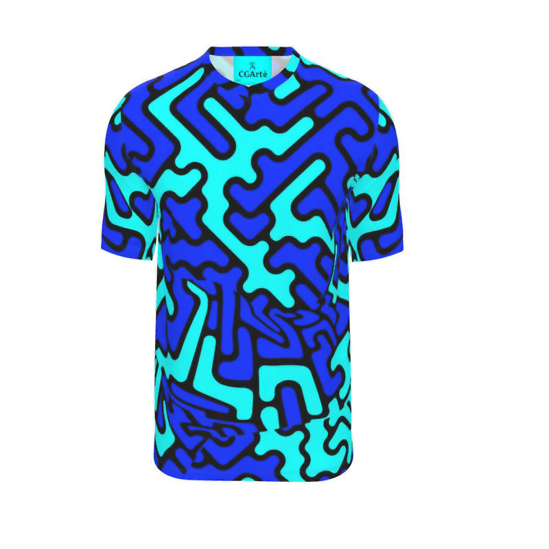 T-shirt uomo scollo a V Labyrinth celeste-blu