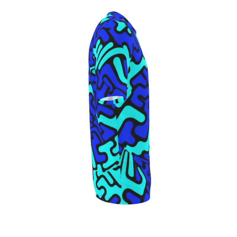 T-shirt uomo scollo a V Labyrinth celeste-blu
