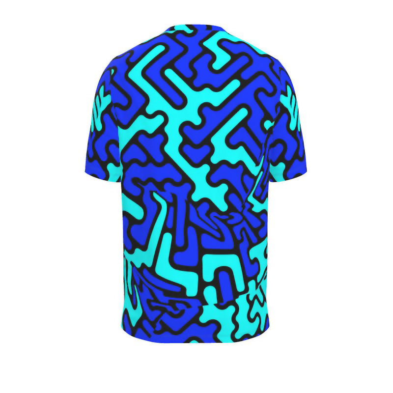 T-shirt uomo scollo a V Labyrinth celeste-blu