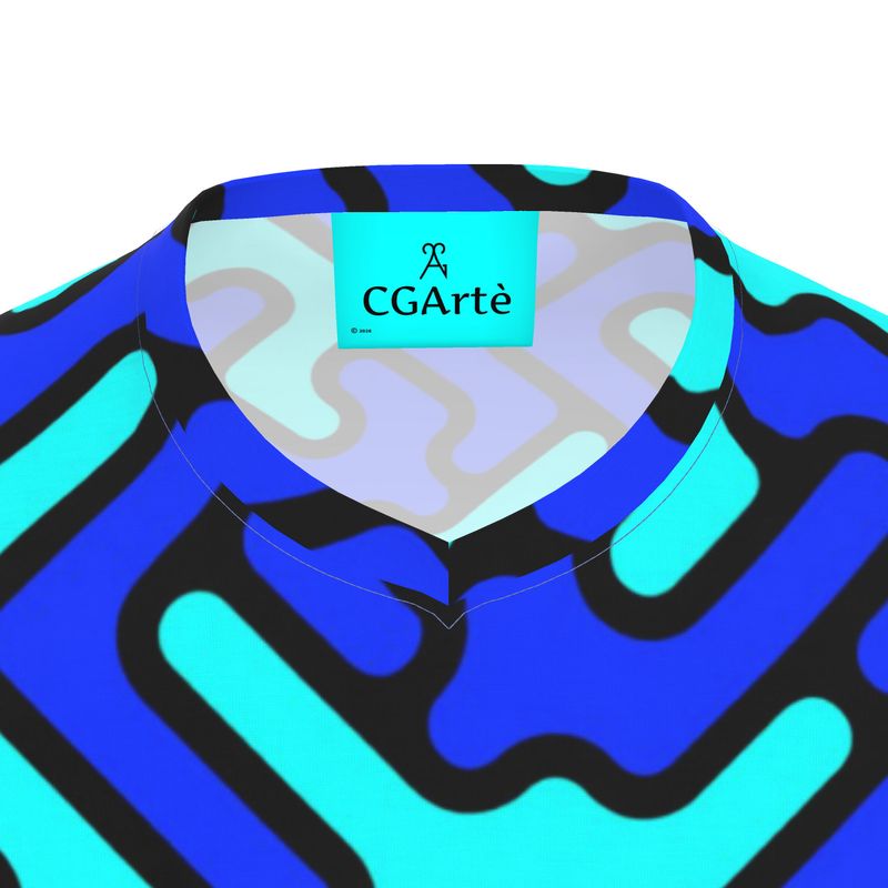T-shirt uomo scollo a V Labyrinth celeste-blu