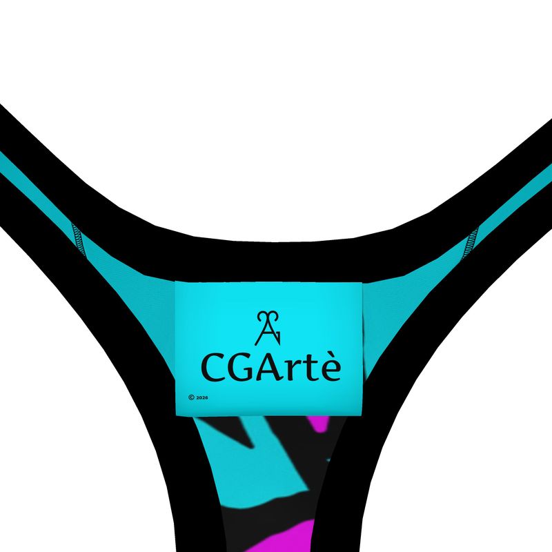 Reggiseno Sportivo Donna Geometria celeste fucsia