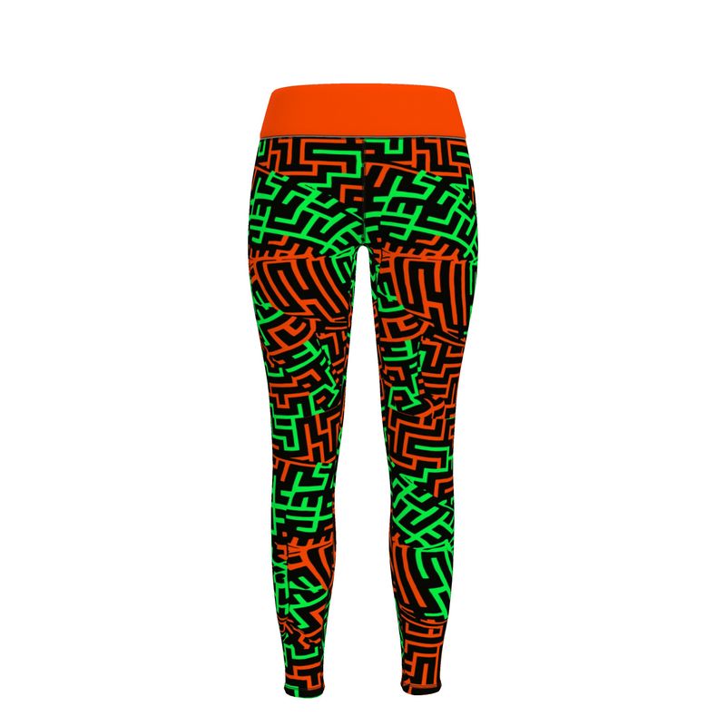 Leggings da palestra Geometria verde arancione