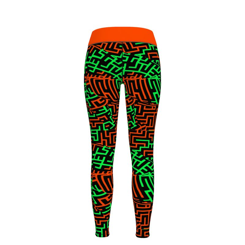 Leggings da palestra Geometria verde arancione