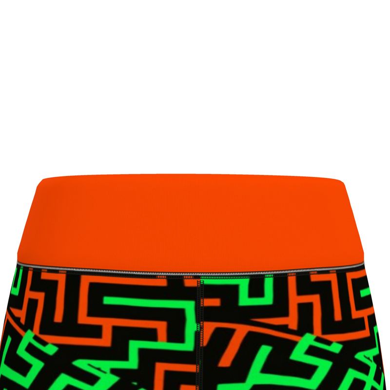Leggings da palestra Geometria verde arancione