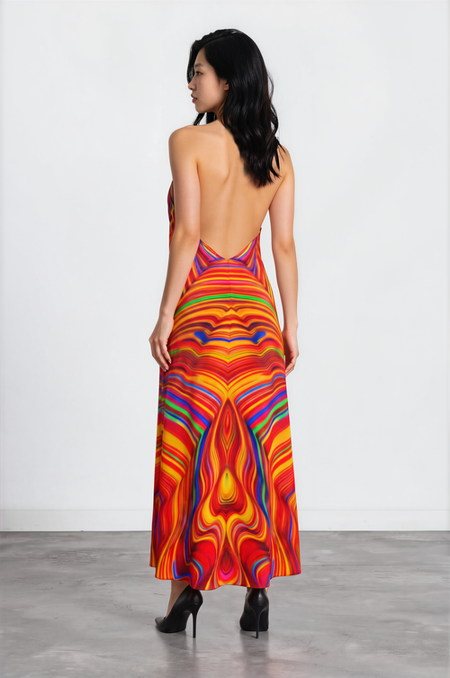 Robe longue Kaleido Rouge avec/sans traîne