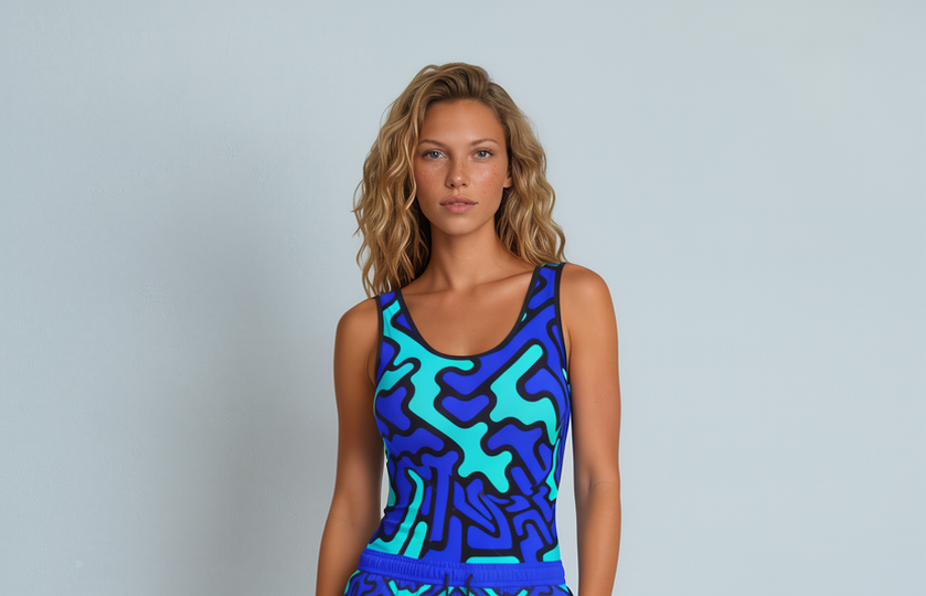 Canotta Donna Labyrinth celeste blu