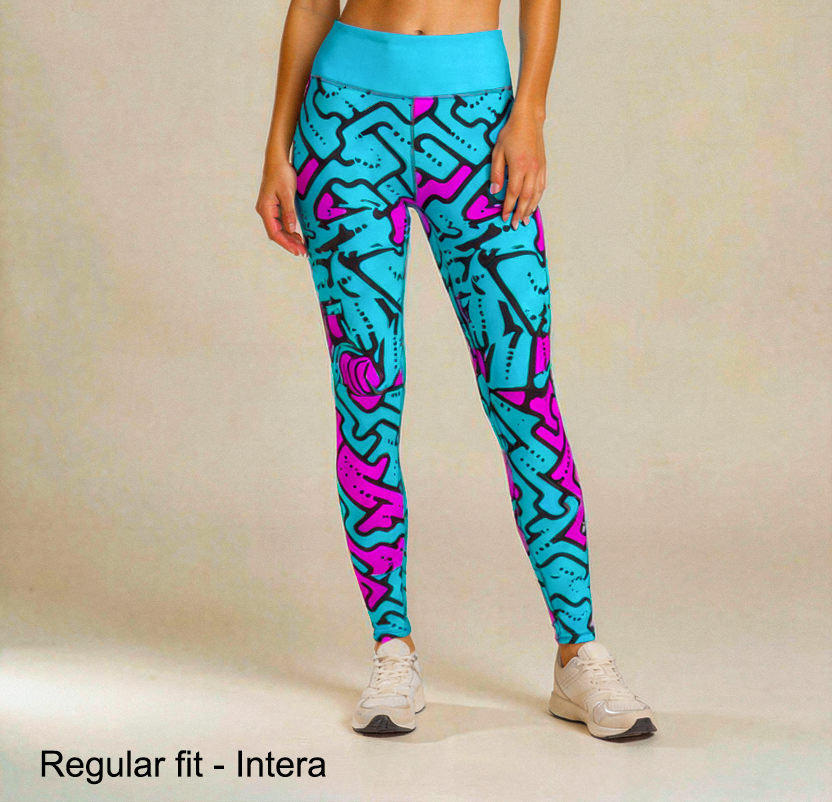 Leggings da palestra Donna Geometria celeste fucsia