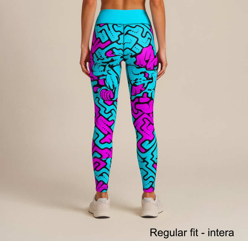Leggings da palestra Donna Geometria celeste fucsia