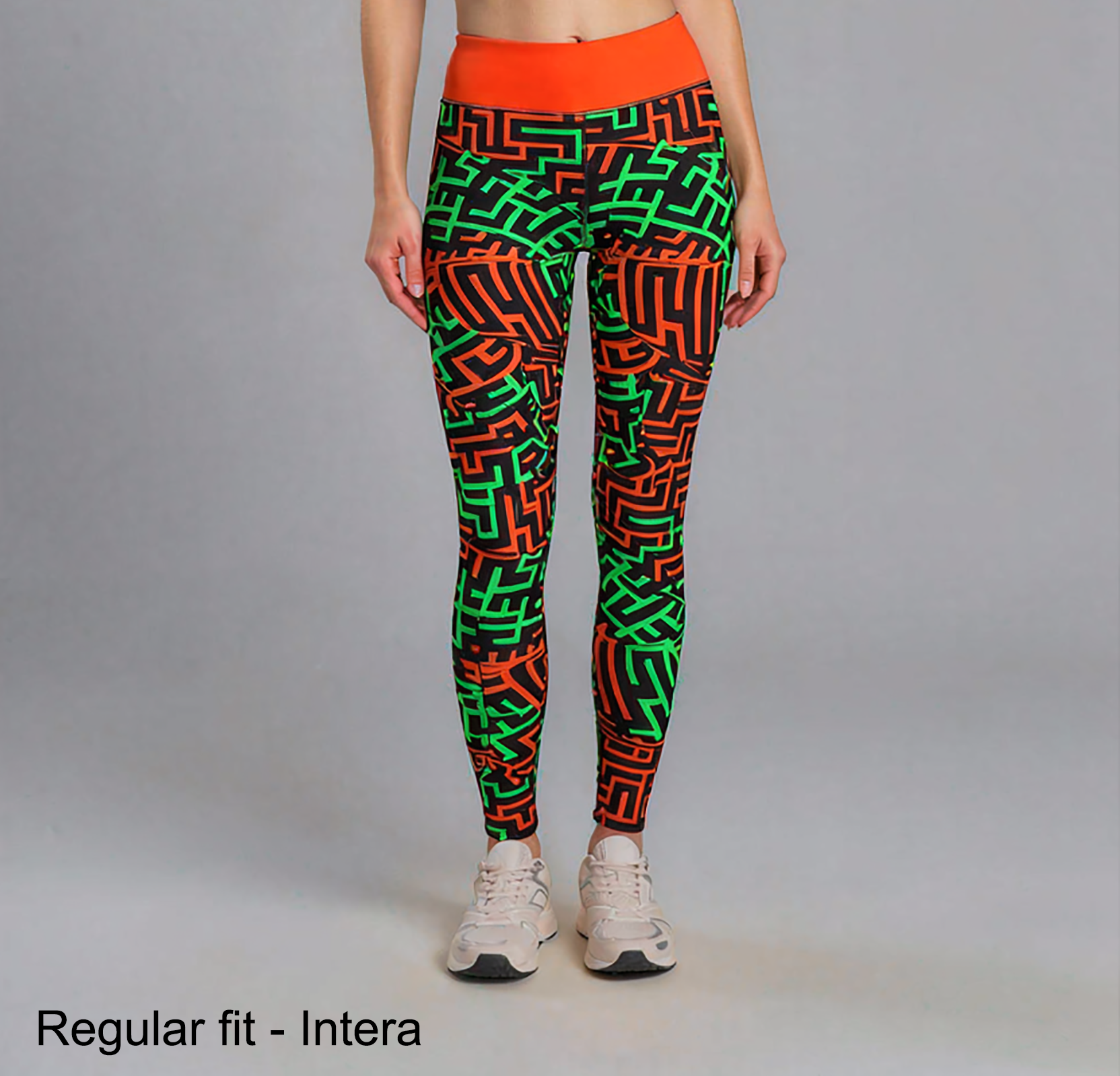 Leggings da palestra Geometria verde arancione