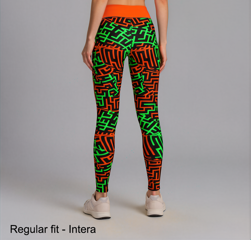 Leggings da palestra Geometria verde arancione