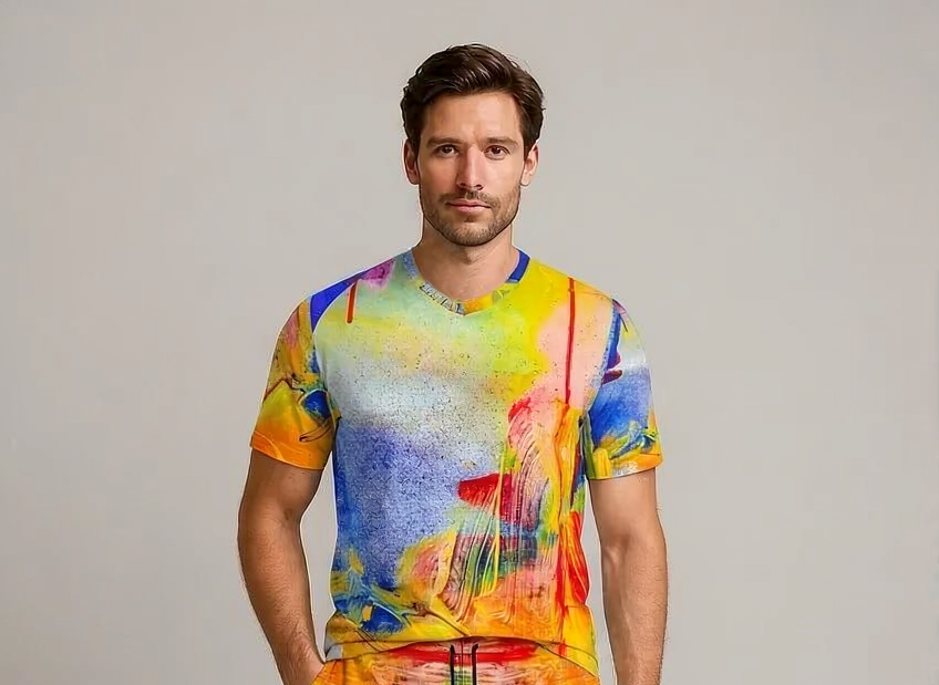 T-shirt uomo scollo a V Tramonto