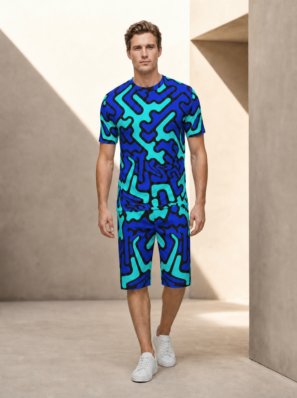 Pantaloncini sportivi uomo Labyrinth blu-celeste