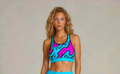 Reggiseno Sportivo Donna Geometria celeste fucsia
