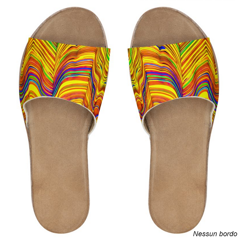 Sandali da donna in pelle Kaleido Rosso Giallo