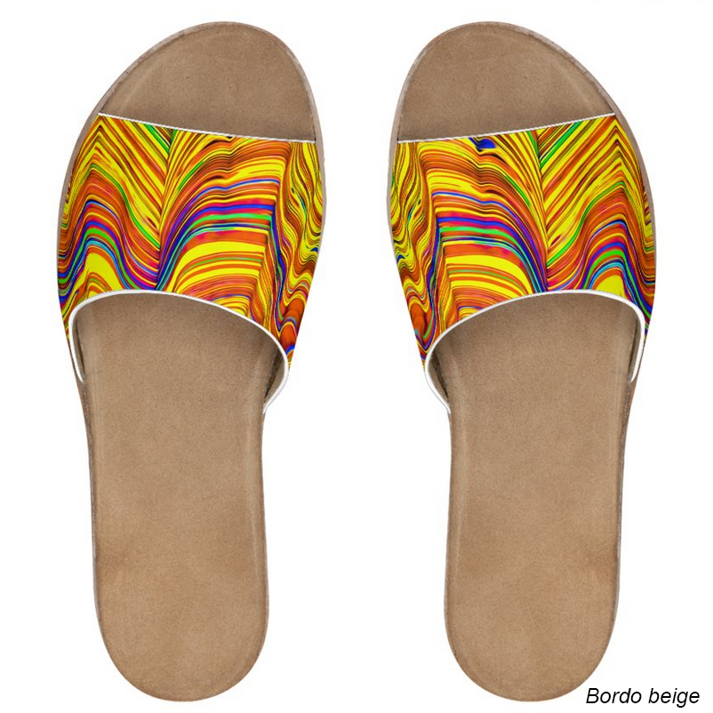 Sandali da donna in pelle Kaleido Rosso Giallo