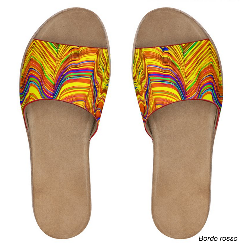 Sandali da donna in pelle Kaleido Rosso Giallo