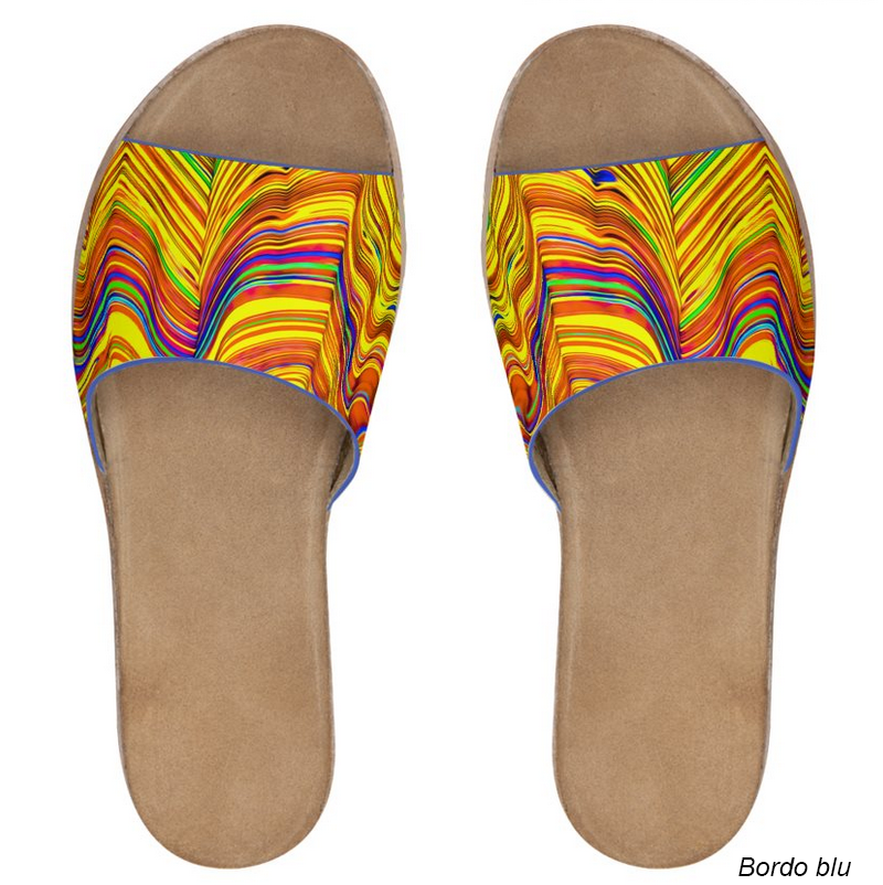 Sandali da donna in pelle Kaleido Rosso Giallo