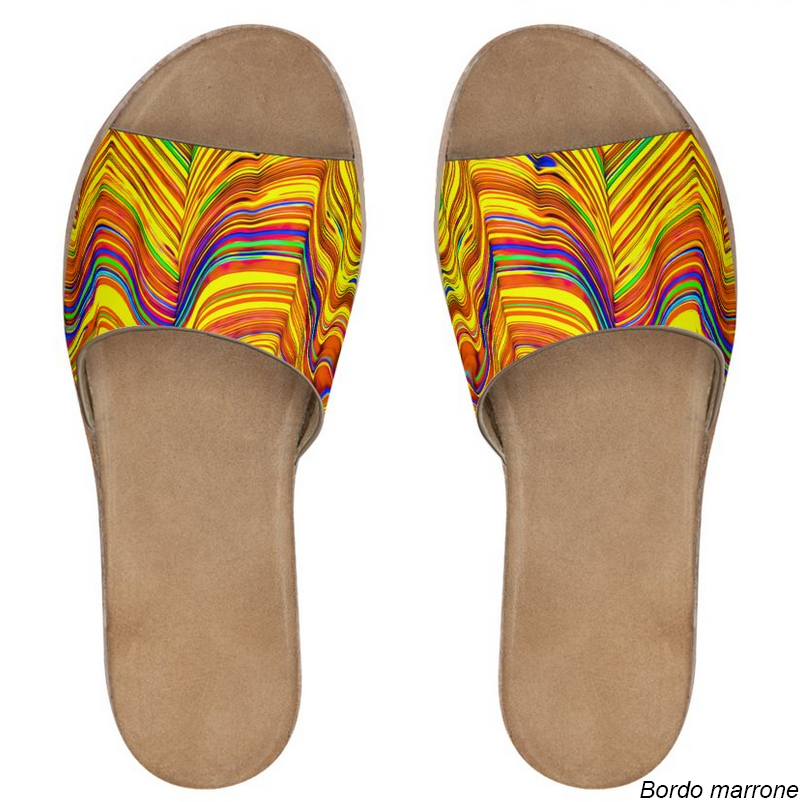Sandali da donna in pelle Kaleido Rosso Giallo