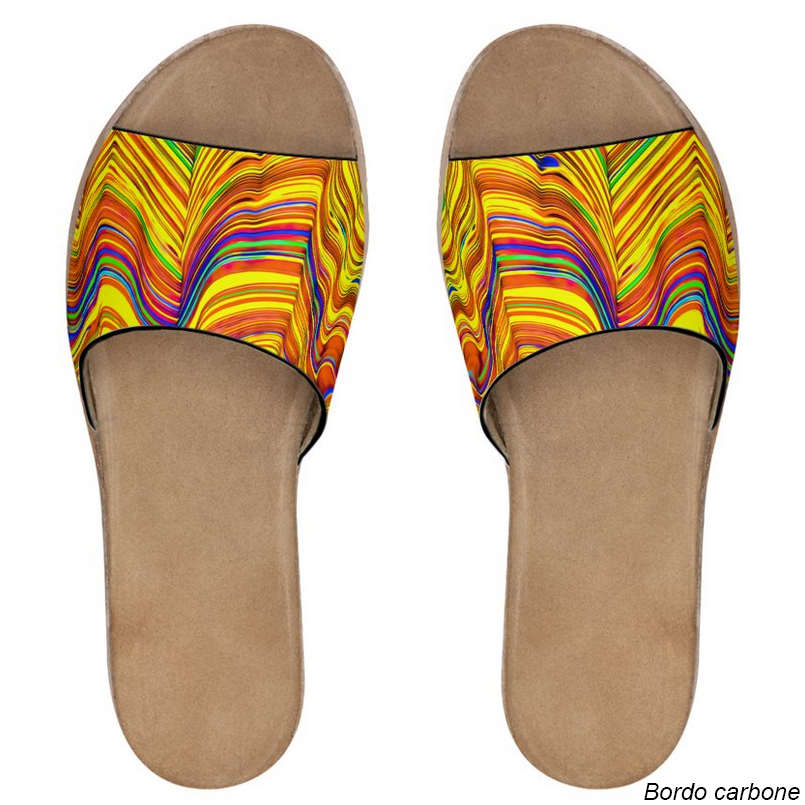 Sandali da donna in pelle Kaleido Rosso Giallo