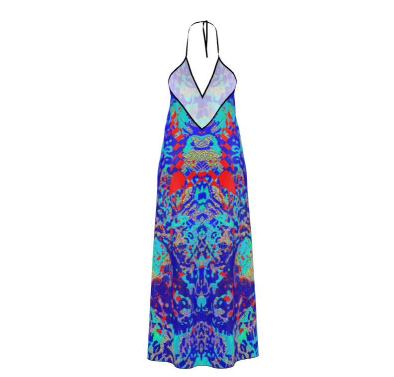 Robe longue Mosaïque bleue avec/sans traîne
