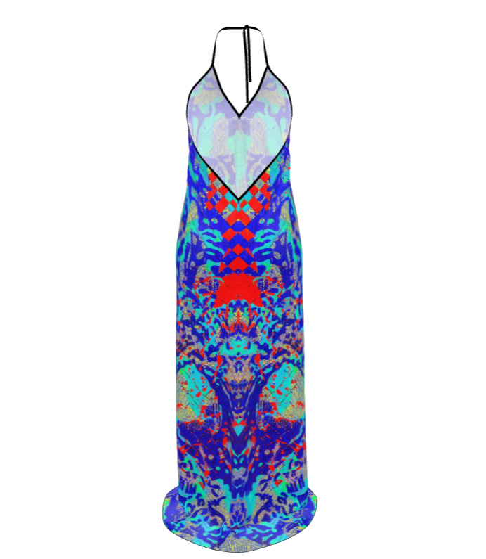 Robe longue Mosaïque bleue avec/sans traîne