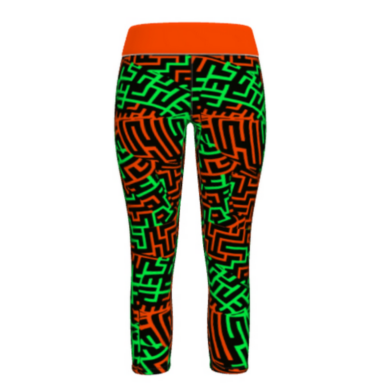 Leggings da palestra Geometria verde arancione