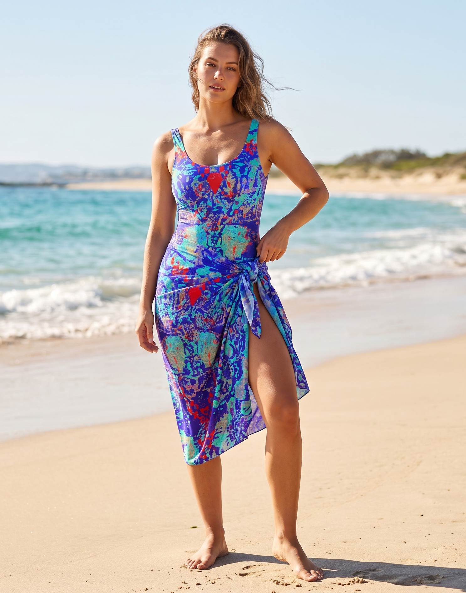 Maillot de bain femme une pièce Mosaïque bleue