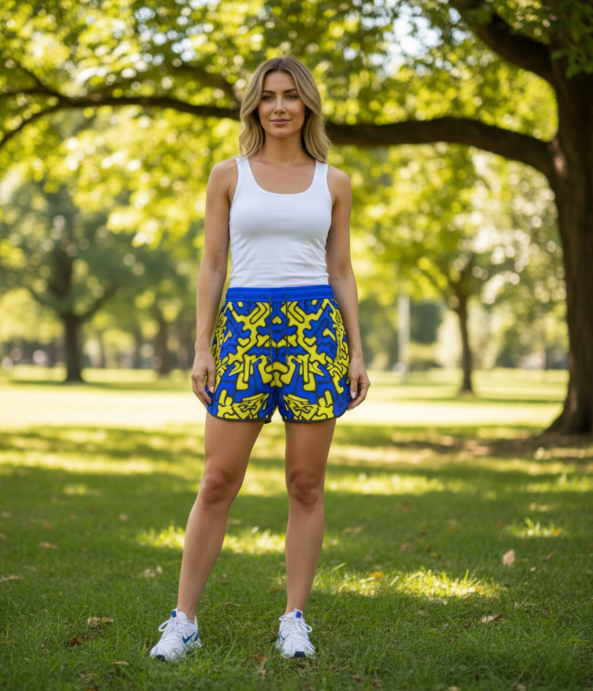 Pantaloncini sportivi donna Labyrinth giallo blu